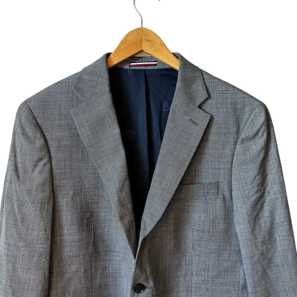 Tommy Hilfiger New Mens Wool Blend Blazer Sport Jacket Houndstooth 40R Corp Core